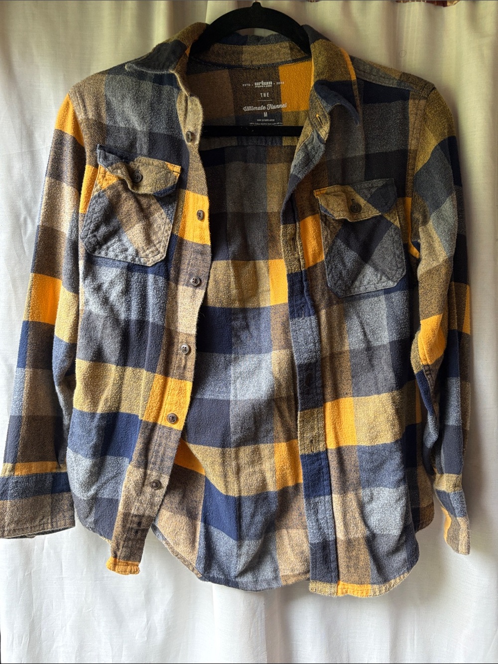 urban pipeline Yellow and Navy Plaid Button-Down Shirt